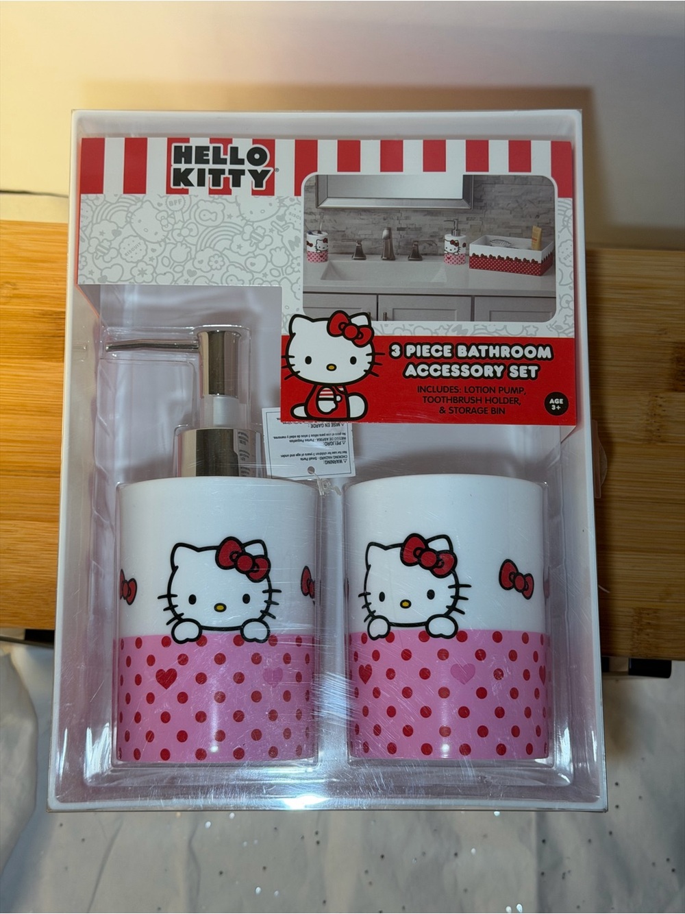 Hello Kitty White and Black Bathroom Accessory Set